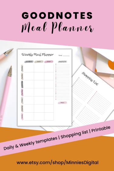 Meal Planner Printable Daily And Weekly Meal Planner Goodnotes Planner Artofit