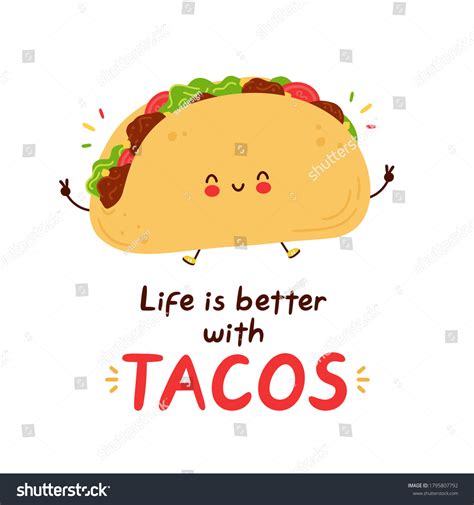 Cute Happy Funny Taco Isolated On Stock Vector (Royalty Free ...