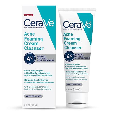 Cerave Acne Foaming Cream Cleanser 4 Benzoyl Peroxide Face Wash With