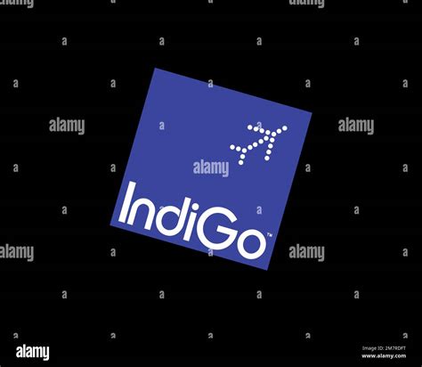 indigo rotated logo black background  stock photo alamy