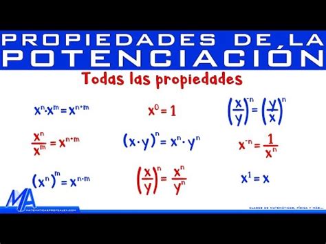 Propiedades De La Potenciaci N Todas Las Propiedades Youtube