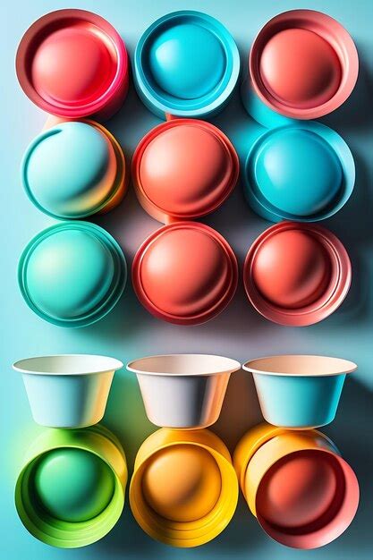 Premium Photo Bright Color Disposable Plastic Cups Background Ecology