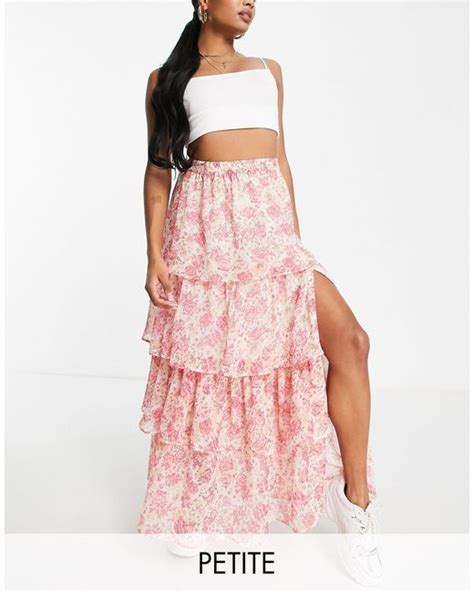 Miss Selfridge Tiered Chiffon Ruffle Maxi Skirt In Pink Lyst