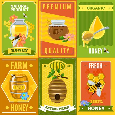 Honey poster set | Free Vector