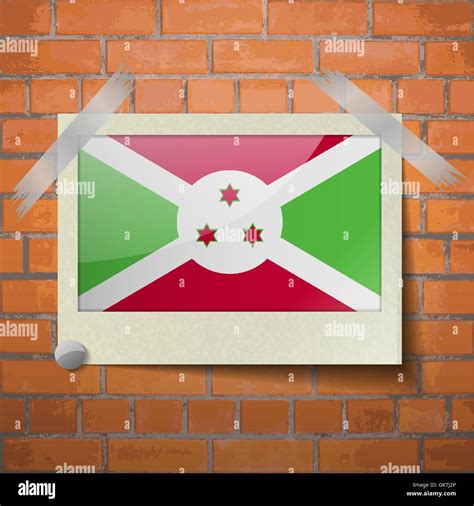 Flags Burundi Scotch Taped To A Red Brick Wall Stock Vector Image Art