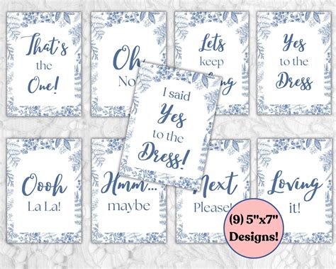 Toile Yes to the Dress Sign Blue Toile Wedding Dress Shopping Paddle