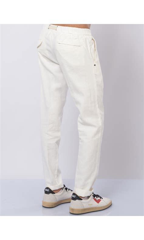 Pantalone Da Uomo White Sand In Lino E Cotone Con Coulisse 24SU66609