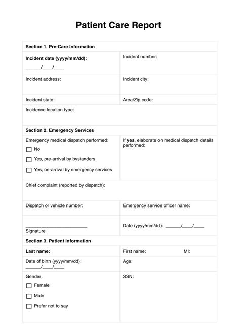 Prehospital Patient Care Report Form