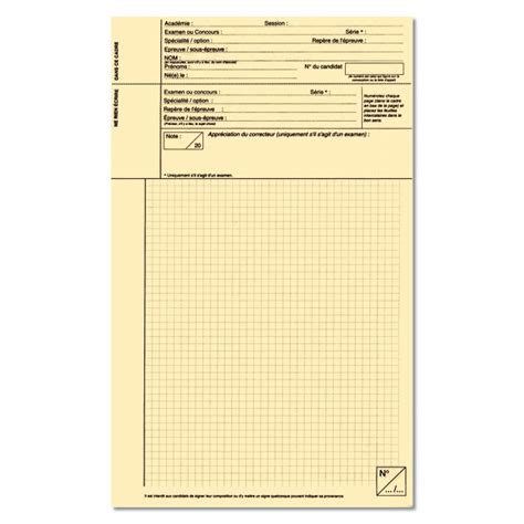 Copie double d'examen Jaune Modèle Education Nationale - Paquet de 200
