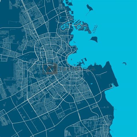detailed map  doha city linear print map cityscape panorama
