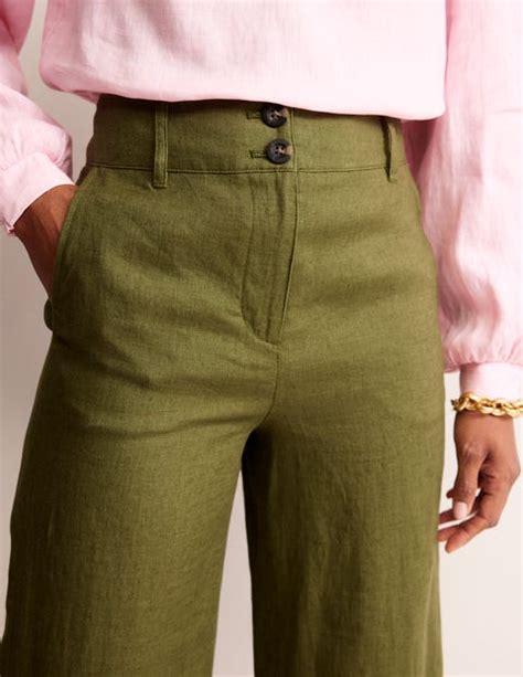 Westbourne Linen Crop Trousers Mayfly Boden UK