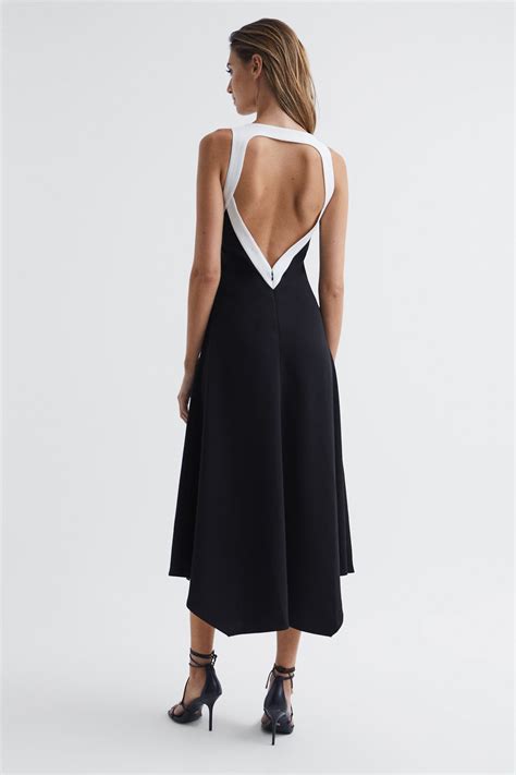 Buy Reiss Blackwhite Autumn Colourblock V Neck Midi Dress From The