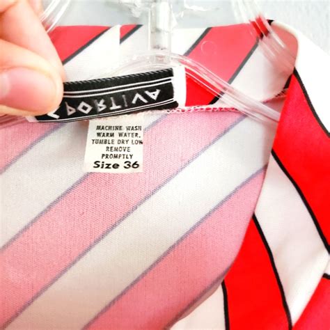 S Vintage Striped Polyester Pussy Bow Blouse Gem