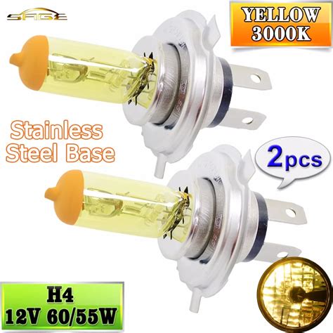 Hippcron H4 Halogen Bulb Yellow 12V 60 55W 3000K 2 PCS 1 Pair