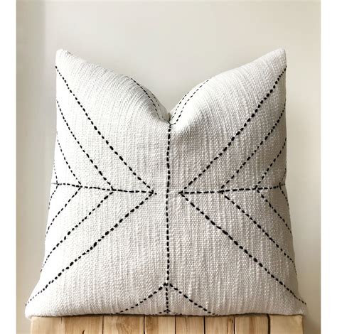 Black And White Cotton Pillow With Arrow Stitch Design