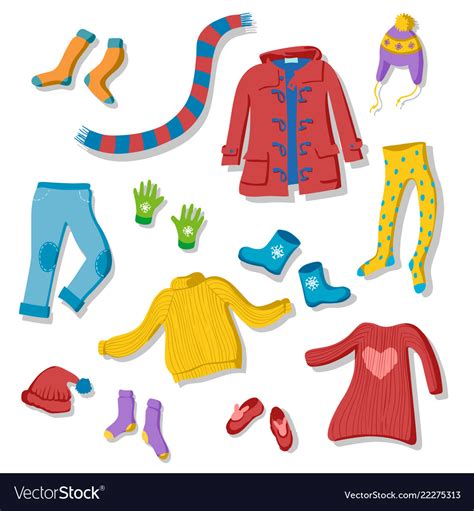 Clooection of flat style winter clothing items Vector Image