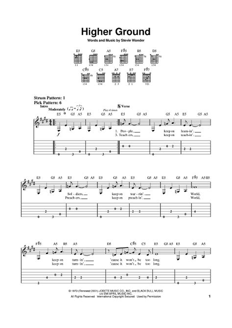 Buy "Higher Ground" Sheet Music by Stevie Wonder; Red Hot Chili Peppers ...