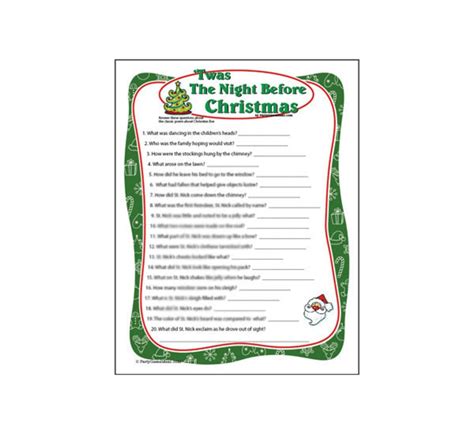 Twas the Night Before Christmas Trivia Game Christmas Eve Game Night ...