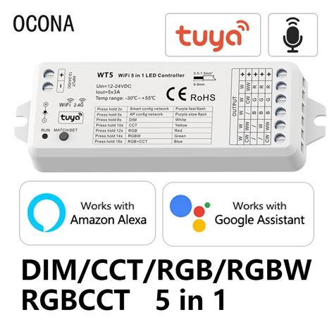 Tuya Smart Led Controller For Alexa Google Assistant Yandex 5 In 1