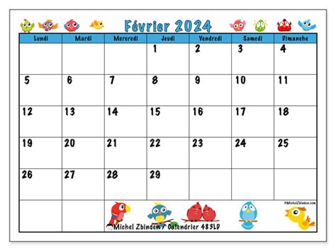 Calendriers février 2024 Michel Zbinden FR