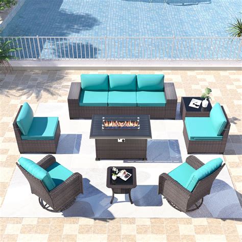 Amazon Kullavik Pcs Outdoor Patio Furniture Set Pe Wicker Rattan