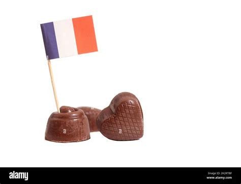 French Chocolate Truffles With French Flag Isolated on White Background Stock Photo - Alamy