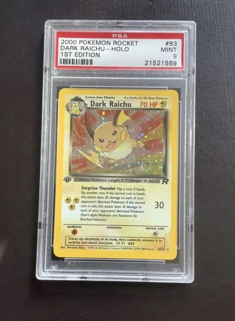 Psa First Edition Dark Raichu Shiny Holo Pokemon Card Team Rocket