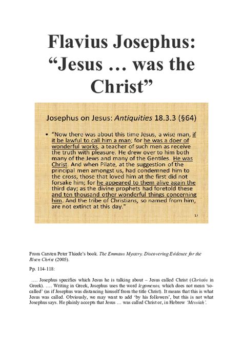 (DOC) Flavius Josephus: "Jesus ... was the Christ"