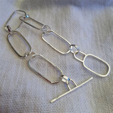 Sterling Silver Handmade Paperclip Bracelet With Toggle Clasp Etsy