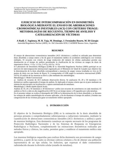 Pdf Ejercicio De Intercomparaci N En Dosimetr A Oms Iata