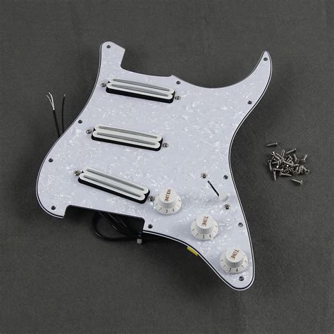 FLEOR White Pearl Alnico 5 Dual Rails Loaded Prewired Guitar Pickguard