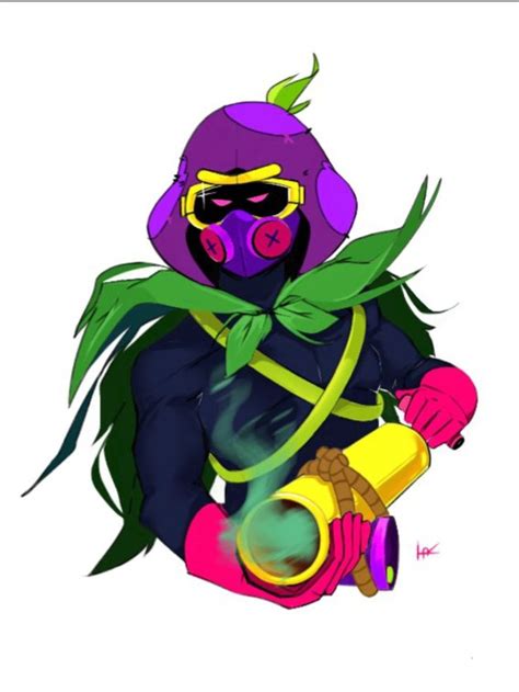 A Drawing Of A Person In A Purple Suit And Goggles Holding A Yellow Object