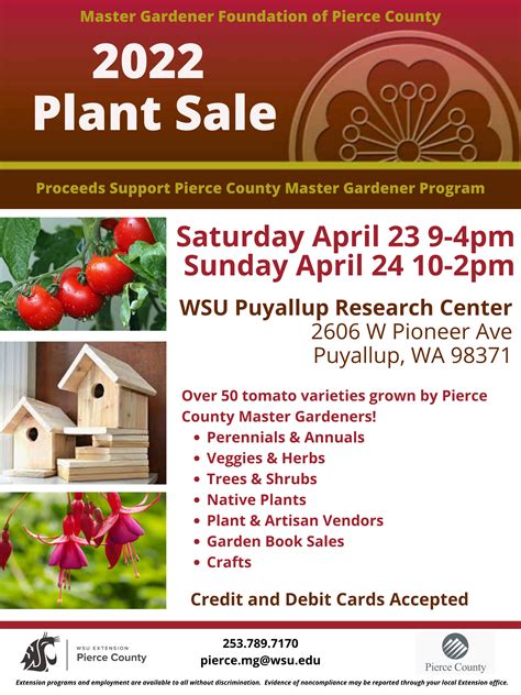 Pierce County Master Gardener Program Plant Sale Puyallup Research