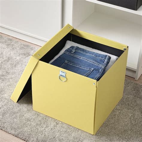 NIMM storage box with lid, yellow, 32x30x30 cm (12 ½x11 ¾x11 ¾") - IKEA CA