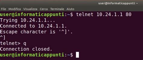 Il comando ping di un indirizzo ip specificando la porta ...