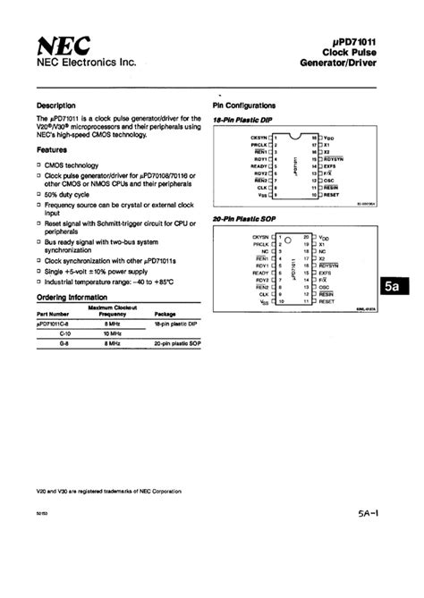 Nec Clock Pulse Generator Driver Upd71011g A カテゴリ別 部品 制御部品 コントローラ