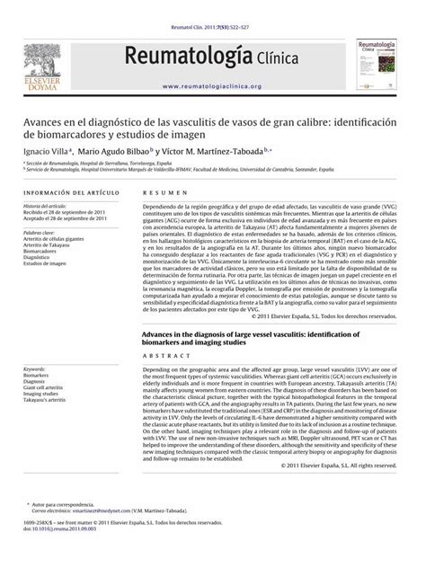 Pdf Avances En El Diagnóstico De Las Vasculitis De Vasos De Gran