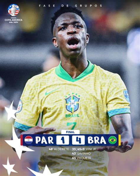 Vinicius Júnior brilha e Brasil derrota Paraguai na Copa América