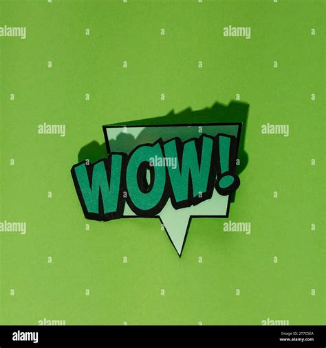 Wow Speech Bubble Retro Style Dark Green Backdrop Stock Photo Alamy