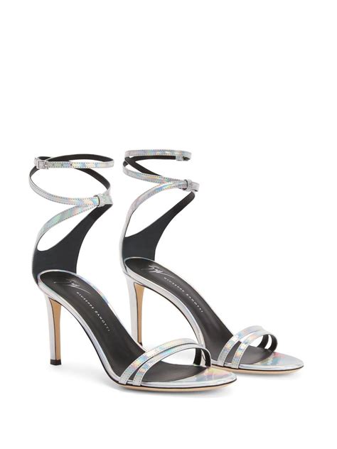 Giuseppe Zanotti 85mm Metallic Effect Leather Sandals Silver FARFETCH