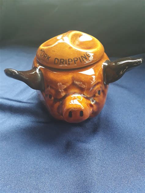 Szeiler Pottery Pork Dripping Dripping Pot Face Pots Animal Pots