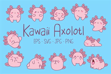 Kawaii Axolotl Set Illustrations (3333344)