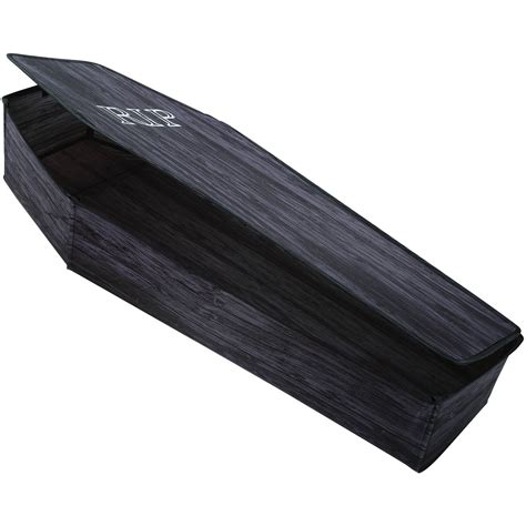 Coffin With Lid Wooden Look Halloween Decoration