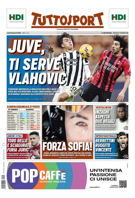 PRIMA PAGINA Tuttosport Il Napoli Aggancia Il 2 Posto