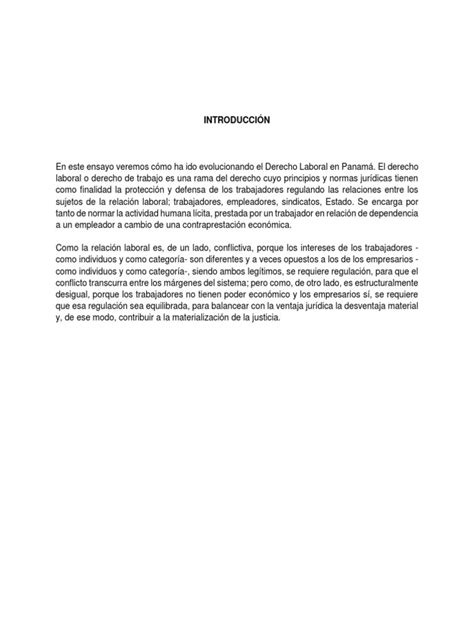 Ensayo Historia Del Derecho Laboral En Panamá Pdf Derecho Laboral