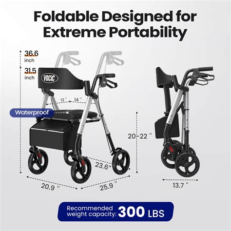 Walker With Seat | Lightweight Folding Travel Walker With Seat – VOCIC.com