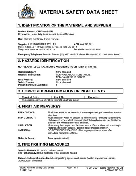 Liquid Hammer Safety Data Sheetpdf