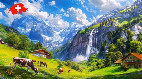 Switzerland Walking Tour 4k 🇨🇭 Swiss Village Tour 🌞 Most Beautiful Villages In Switzerland 🚠