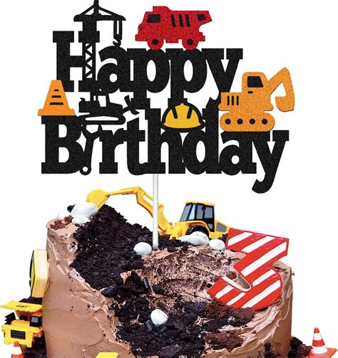 Construction Birthday Cake Toppers Truck Dump Excavator