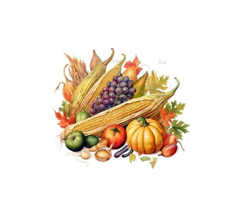 20 Watercolor Harvest Cornucopia Clipart Watercolor Harvest - Etsy